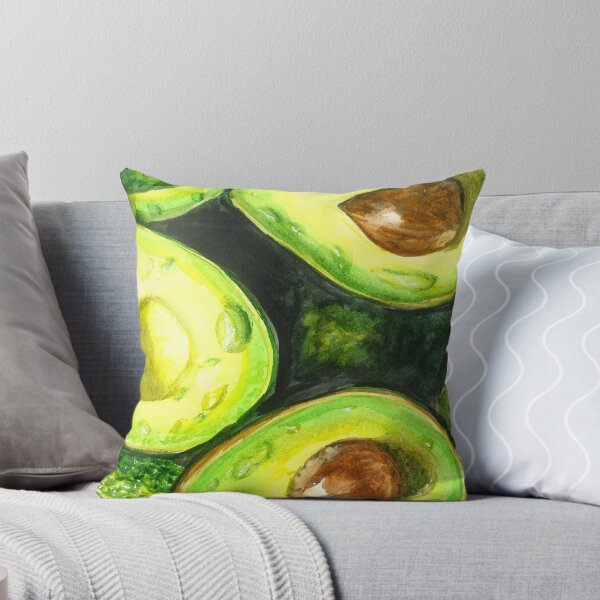 Item preview, Fresh Avocado Halves Watercolor Painting - Modern Kitchen Art designed and sold by ilkayArtStudio.