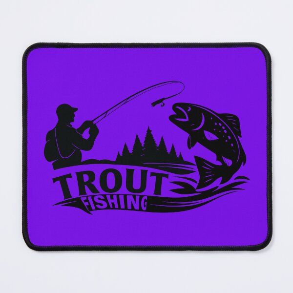 Item preview, Brown Trout Fisherman fishing silhouette illustration custom text "Trout Fishing". designed and sold by Art-Horizon.