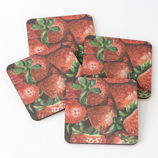 Item preview, Sweet Ripe Strawberries Watercolor Art - Red Fruit Pattern designed and sold by ilkayArtStudio.
