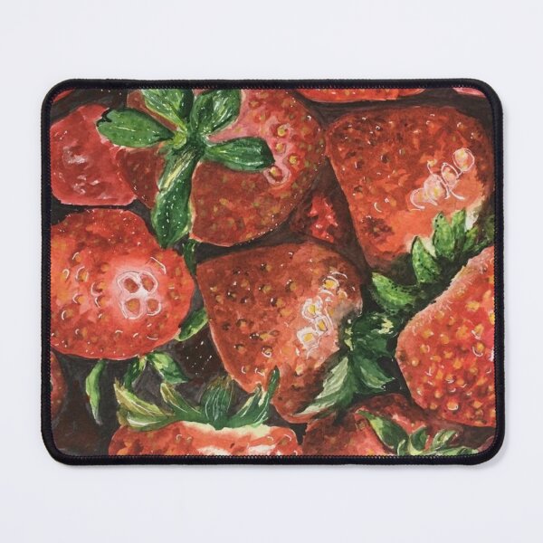 Item preview, Sweet Ripe Strawberries Watercolor Art - Red Fruit Pattern designed and sold by ilkayArtStudio.