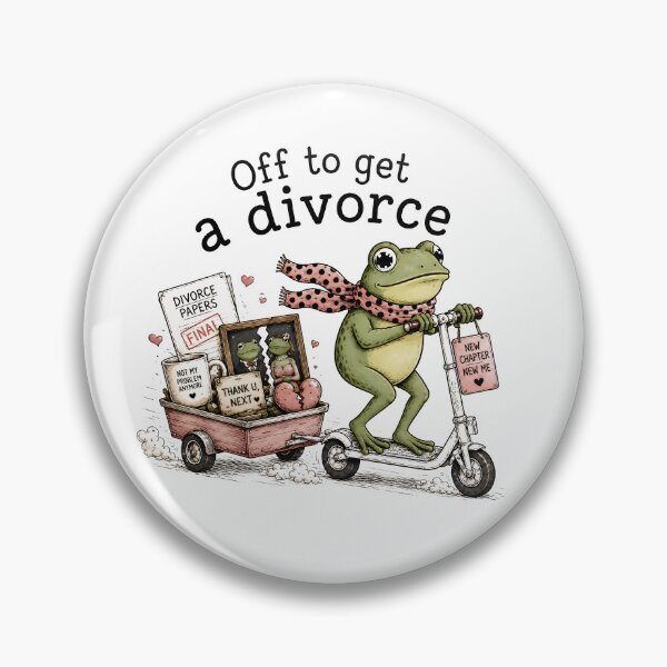 Item preview, Off To Get a Divorce Funny Frog Cottagecore Divorce Party designed and sold by DesignsByAnett.