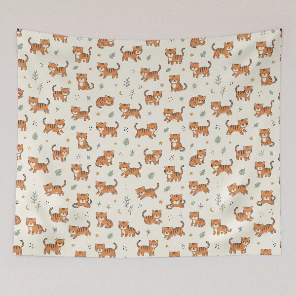 Item preview, Kawaii Little Tiger Seamless Pattern Design designed and sold by ashenlocs.