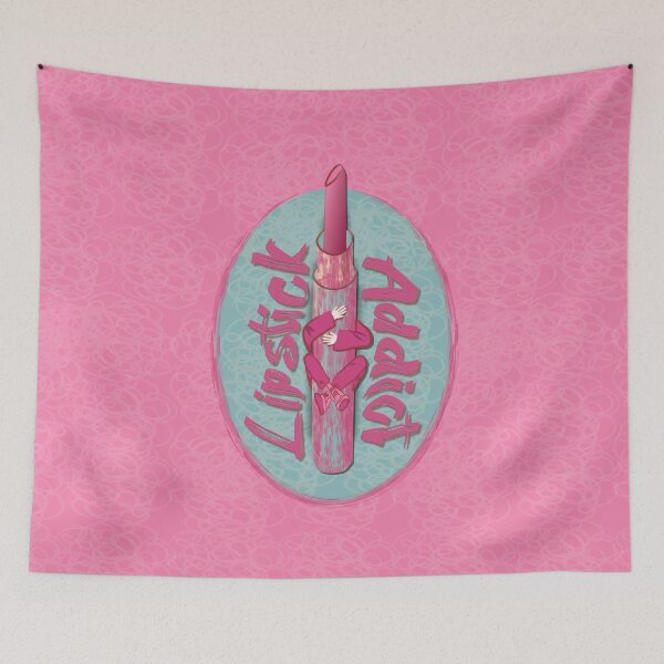 Item preview, Lipstick addict watercolor and marker, turquoise and pink color pattern designed and sold by WONDERPRINTVALLEY.
