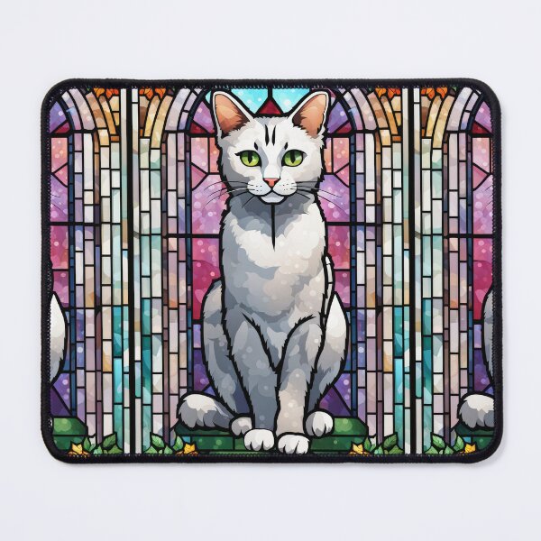 Item preview, Regal Stained Glass Cat and Roses designed and sold by pinkal.