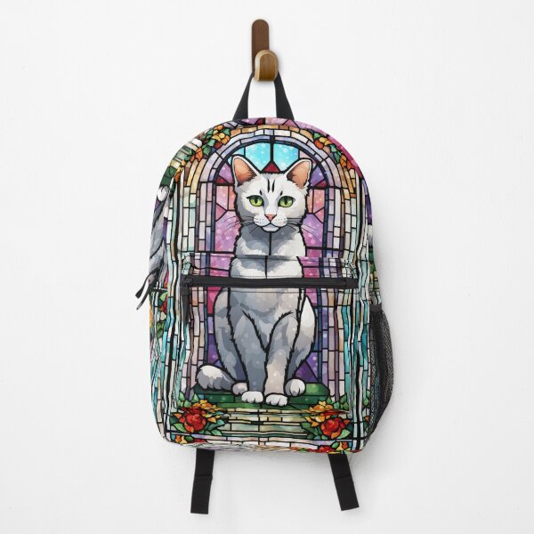 Item preview, Regal Stained Glass Cat and Roses designed and sold by pinkal.