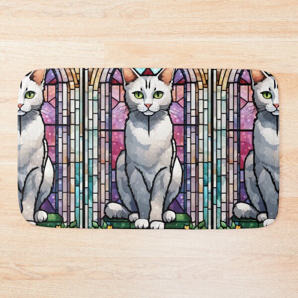 Item preview, Regal Stained Glass Cat and Roses designed and sold by pinkal.