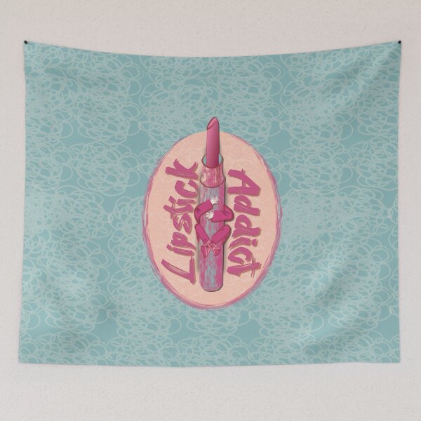 Item preview, Lipstick addict watercolor and marker, turquoise and peach color pattern designed and sold by WONDERPRINTVALLEY.