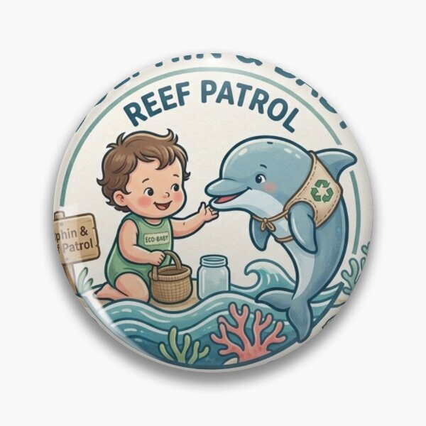 Item preview, Dolphin and Baby Reef Patrol Eco Friendly Ocean Conservation designed and sold by Artsformore.