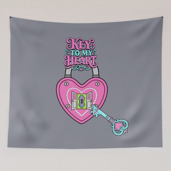 Item preview, Key to My Heart Pink & Blue Lock and Key Graphic T-Shirt designed and sold by Aimetoi.