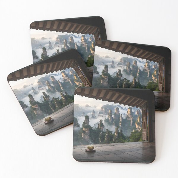 Item preview, Hanok Window to the World: Zhangjiajie Heavenly Pillars & Mist | Fantasy Mountain Fine Art Print designed and sold by SOOstudio73.