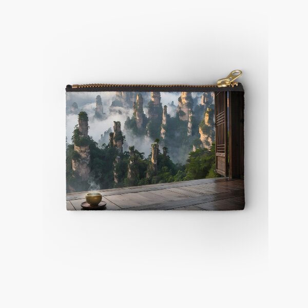 Item preview, Hanok Window to the World: Zhangjiajie Heavenly Pillars & Mist | Fantasy Mountain Fine Art Print designed and sold by SOOstudio73.