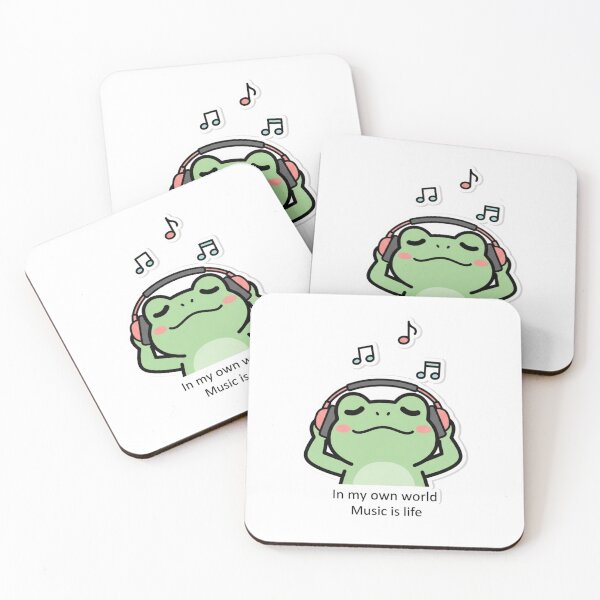Item preview, Cute Frog Listening to Music Sticker | Kawaii Music Lover Frog with Headphones | In My Own World Cartoon designed and sold by MMK1SHOP.