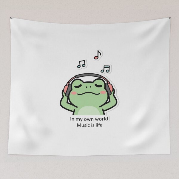 Item preview, Cute Frog Listening to Music Sticker | Kawaii Music Lover Frog with Headphones | In My Own World Cartoon designed and sold by MMK1SHOP.