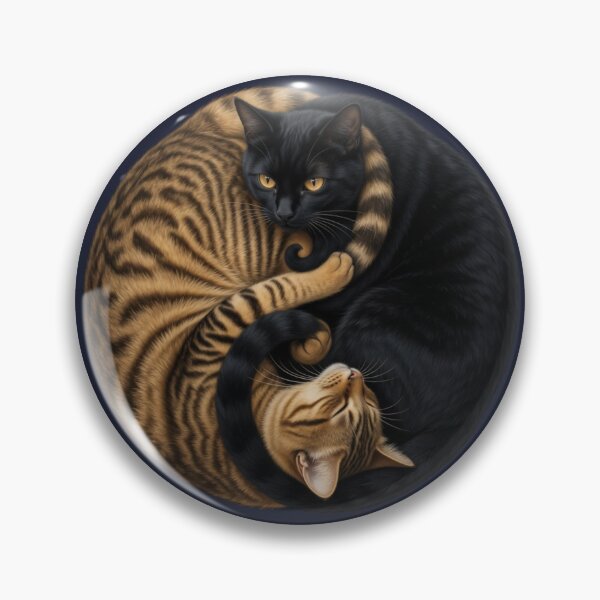 Item preview, Yin Yang Cats Tabby and Black Cat Balance designed and sold by CF_VintageDesign.