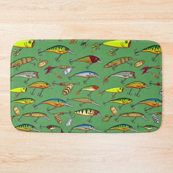 Item preview, Vintage Colorful Fishing Lures Seamless Pattern designed and sold by ThirdShiftLab.