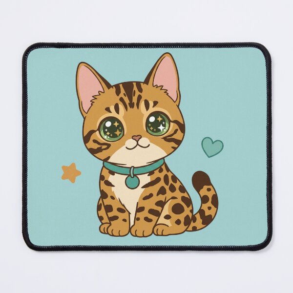 Item preview, Cute Kawaii Bengal Cat | Adorable Chibi Leopard Cat Cartoon Illustration designed and sold by Mousy17.