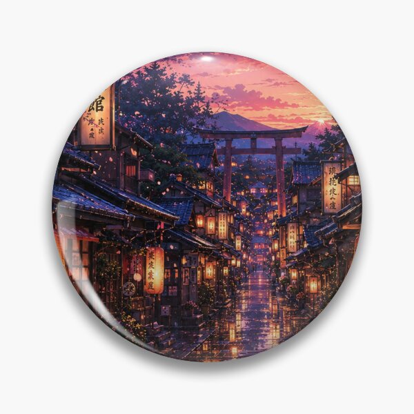 Item preview, Lanterns Along a Rainy Sakura Street designed and sold by helenaraoley.