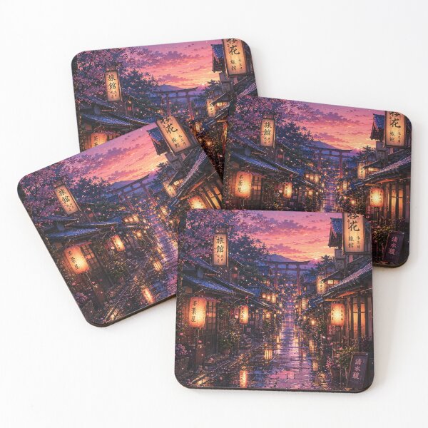Item preview, Lanterns Along a Rainy Sakura Street designed and sold by helenaraoley.
