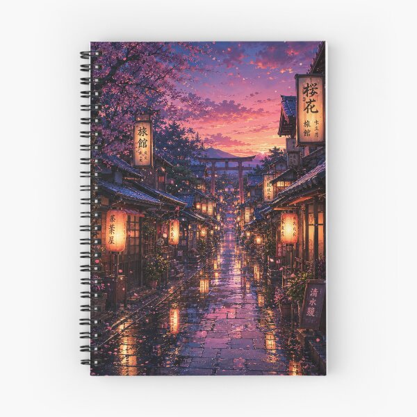 Item preview, Lanterns Along a Rainy Sakura Street designed and sold by helenaraoley.
