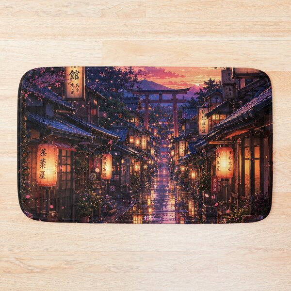 Item preview, Lanterns Along a Rainy Sakura Street designed and sold by helenaraoley.