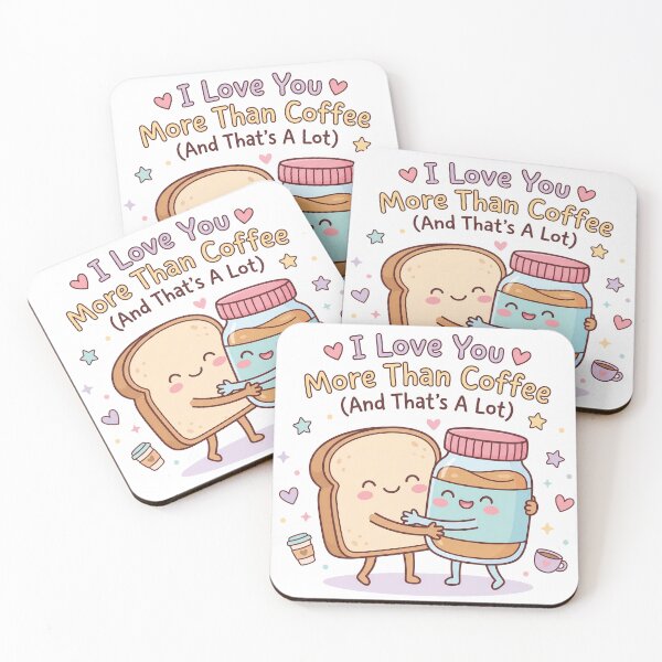 Item preview, I Love You More Than Coffee Cute Food Pun designed and sold by BobbyTee Merch.