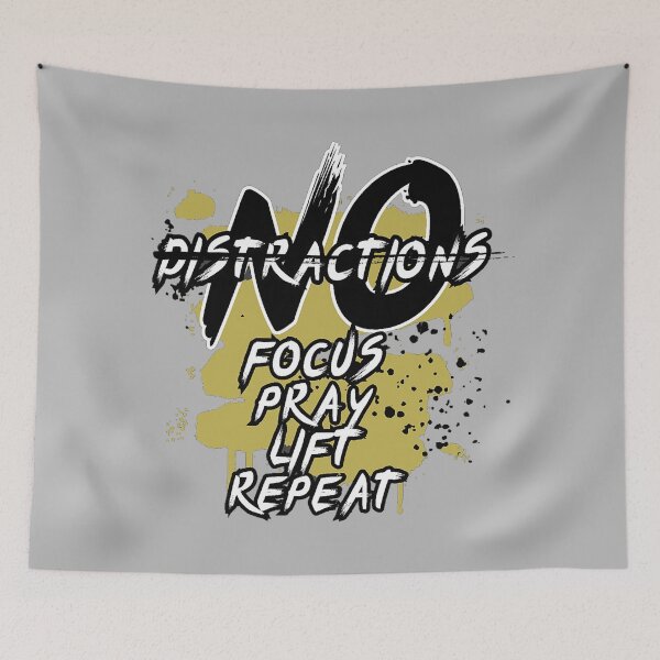 Item preview, No Distractions Focus Pray Lift Repeat Christian Gym designed and sold by Bezuiden.