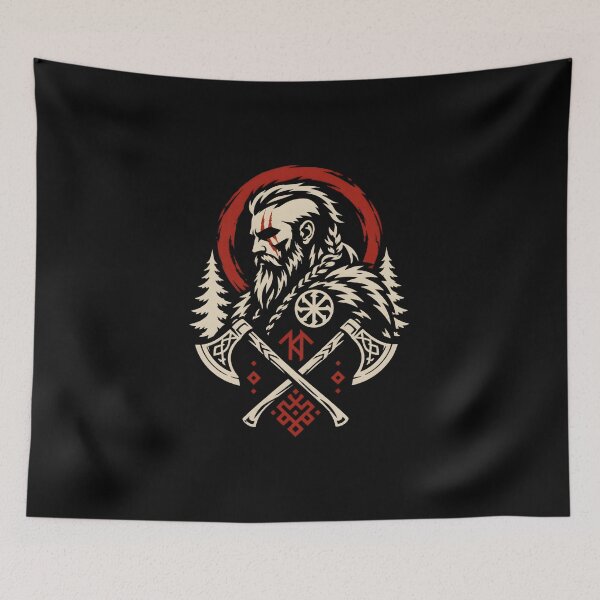 Item preview, Odin Viking Warrior – Nordic Runes & Crossed Axes designed and sold by Bizon2910.