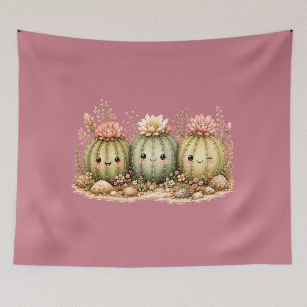 Item preview, Kawaii Cactus Best Friends Illustration – Barrel Cactus Trio Design Art designed and sold by MagicMakerPh.
