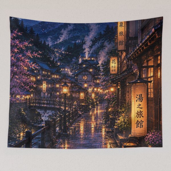 Item preview, japanese hot spring town designed and sold by helenaraoley.