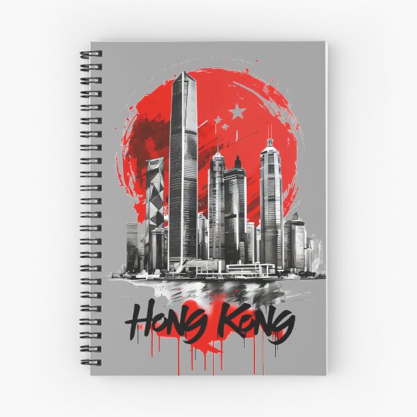 Item preview, Hong Kong Skyline - Retro Graffiti Red Sun City Art designed and sold by A-M-G-Shop.