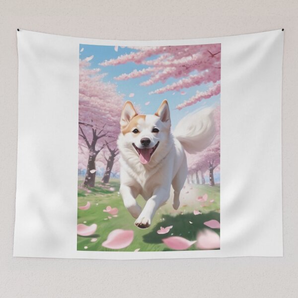 Item preview, Digital Art - Smiling Shiba Inu Dog, Spring Floral Atmosphere designed and sold by World-Pets.