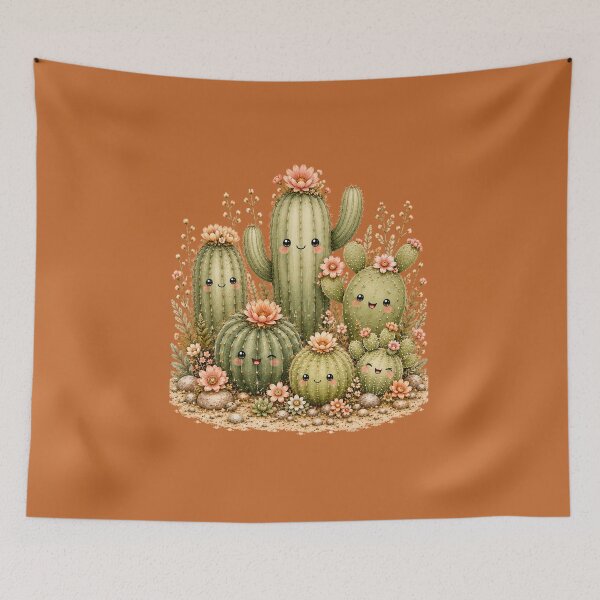 Item preview, Kawaii Cactus Garden Party Illustration – Five Desert Friends Design designed and sold by MagicMakerPh.