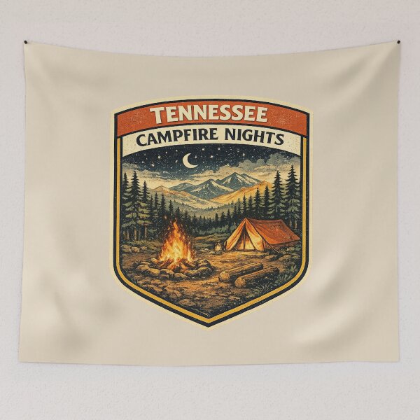 Item preview, Tennessee Campfire Nights – Retro Vintage Camping Poster designed and sold by Globalcitytees.
