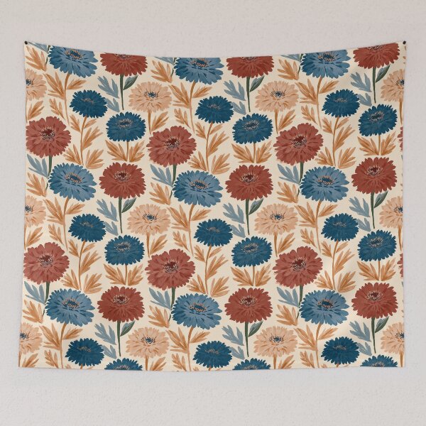 Item preview, Whimsical Zinnia Print  - Retro Flower Floral - Christmas Gifts For Him designed and sold by RoyalStarsPatts.