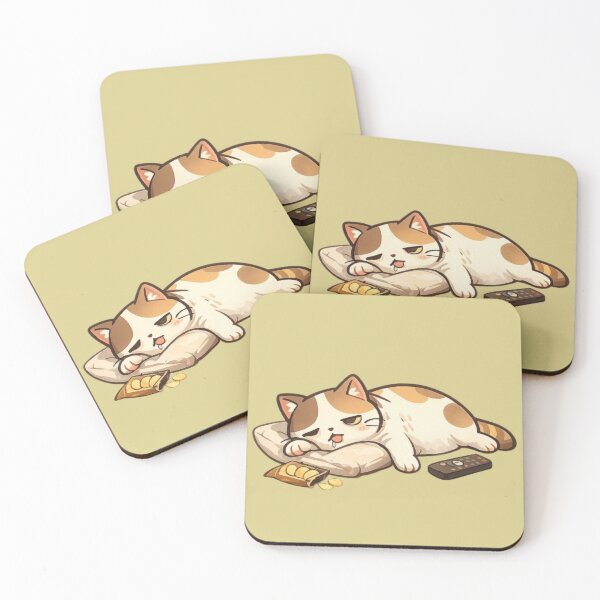 Item preview, Lazy Calico Cat Eating Chips and Watching TV designed and sold by Northern Glow Art.