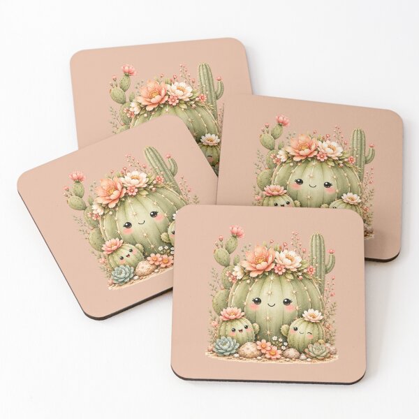 Item preview, Mama Cactus & Baby Illustration – Kawaii Flower Crown Design Art designed and sold by MagicMakerPh.