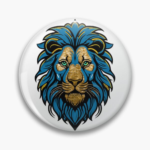 Item preview, Fierce Blue and Gold Lion Mascot Art designed and sold by Raloel Art.