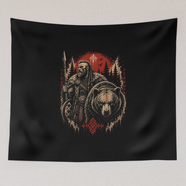 Item preview, Odin and the Bear – Viking Warrior Norse Mythology designed and sold by Bizon2910.