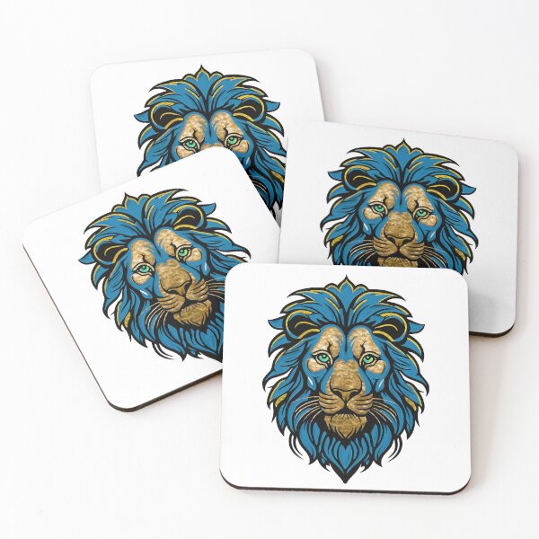 Item preview, Fierce Blue and Gold Lion Mascot Art designed and sold by Outlet Raloel.