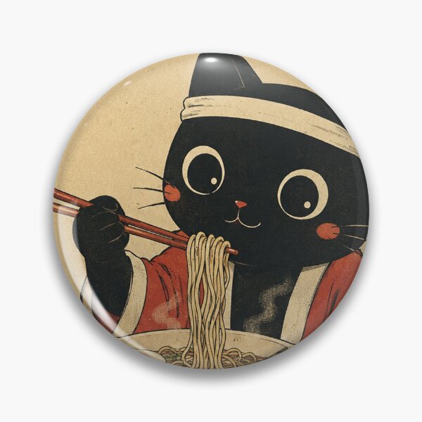 Item preview, Cute Black Cat Eating Ramen – Itadakimasu Japanese Art designed and sold by Mavriboy.