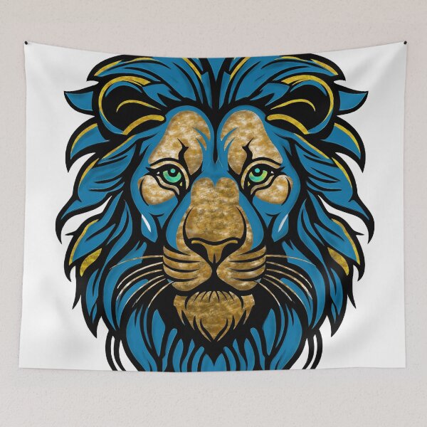 Item preview, Fierce Blue and Gold Lion Mascot Art designed and sold by Outlet Raloel.