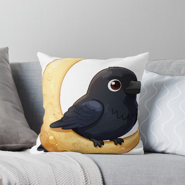 Item preview, Black Raven Perched on a Golden Crescent Moon designed and sold by IllumeInk.