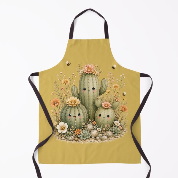 Item preview, Kawaii Cactus Trio & Wildflowers Illustration – Desert Bee Design Art designed and sold by MagicMakerPh.