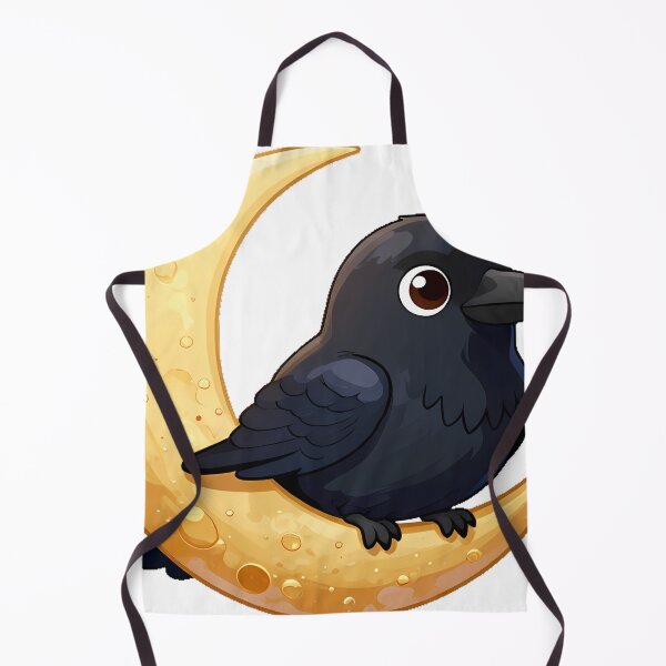 Item preview, Black Raven Perched on a Golden Crescent Moon designed and sold by IllumeInk.