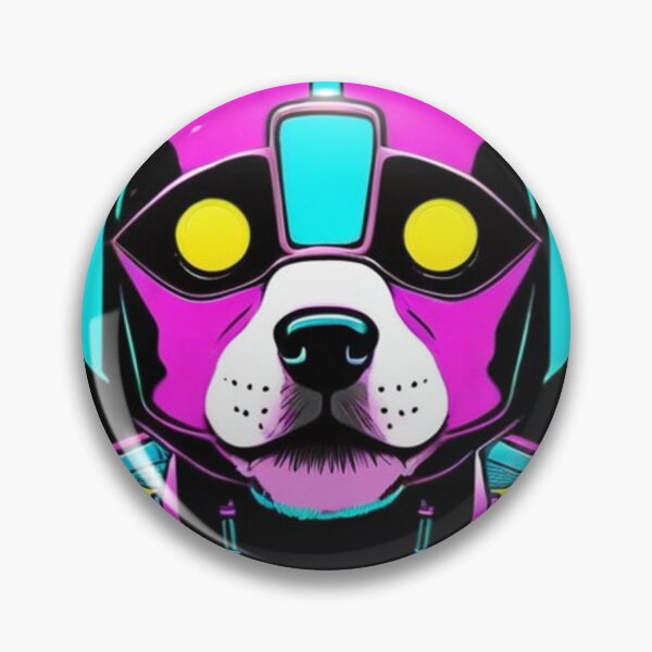 Item preview, Digital Art - Stylized Cybernetic Dog, Futuristic Vaporwave Portrait designed and sold by World-Pets.