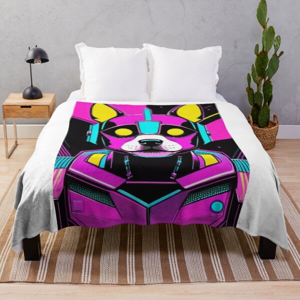 Item preview, Digital Art - Stylized Cybernetic Dog, Futuristic Vaporwave Portrait designed and sold by World-Pets.