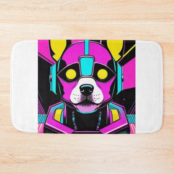Item preview, Digital Art - Stylized Cybernetic Dog, Futuristic Vaporwave Portrait designed and sold by World-Pets.