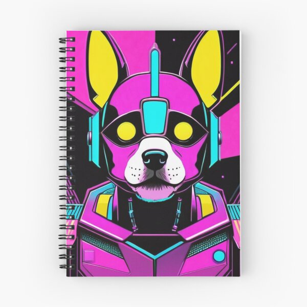 Item preview, Digital Art - Stylized Cybernetic Dog, Futuristic Vaporwave Portrait designed and sold by World-Pets.