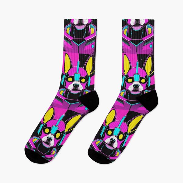Item preview, Digital Art - Stylized Cybernetic Dog, Futuristic Vaporwave Portrait designed and sold by World-Pets.