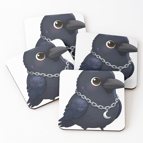 Item preview, Black Raven with a Silver Crescent Charm designed and sold by IllumeInk.